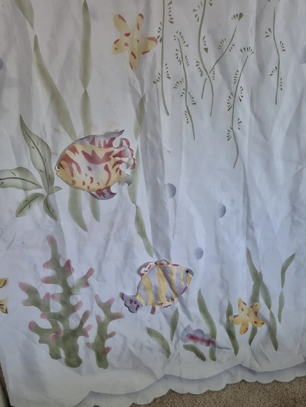 Underwater Fish Print Shower Curtain - Pastel Sea Life